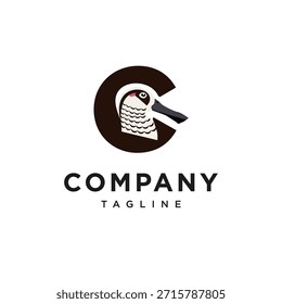 Letter C Pink-eared Duck Logo Icon Vector