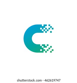 Letter C Pixel Symbol Vector