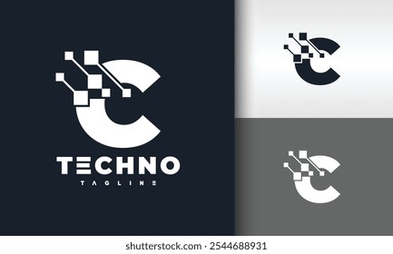 Letra C Pixel Tech logo