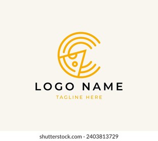 Letter C Pizza Logo design vector