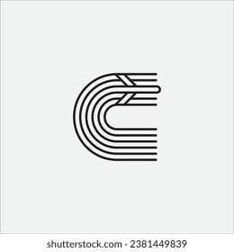 Letter C plane logo design illustration vector template