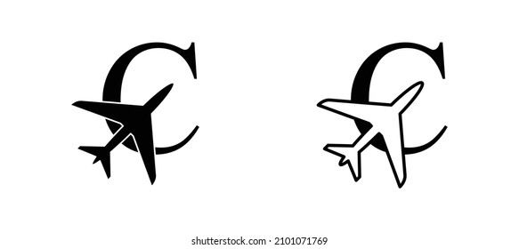 letter C plane vector template airplane logo airlines company travel agency logo 