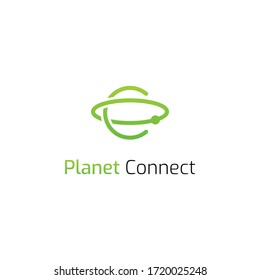 Icono del logo del planeta letra c. Ilustración vectorial. Diseño moderno