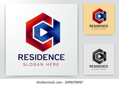 Inspiration für Logo-Design von Letter C und Play-Button einzeln auf weißem Hintergrund