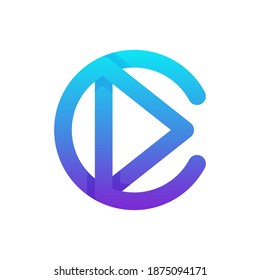 Letter C play media logo template