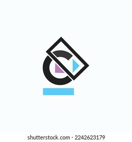 Letter C play media logo design template vector illustration