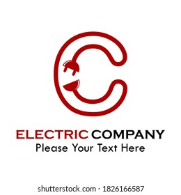 Buchstabe c mit dem Logo-Vorlagenbild des Plug-Symbols. geeignet für elektrische, Donner, Computer, Blitzmarke, Marke usw.