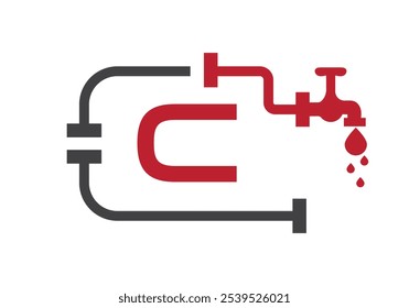Letter C Plumber Logo Design Vector Template Concept With Pipe And Water Symbol