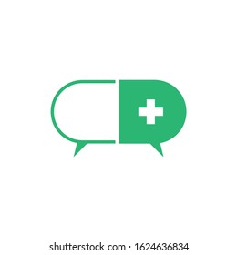 letter c plus medical capsule medicine talk forum symbol logo vector
