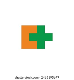 letter c plus medical vitamin label logo vector 