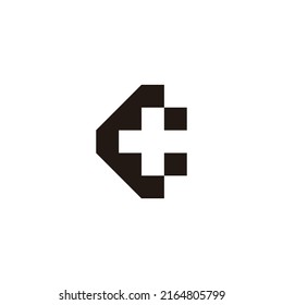 letter C plus, square geometric symbol simple logo vector