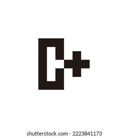 Letter C plus, square geometric symbol simple logo vector