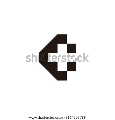 letter C plus, square geometric symbol simple logo vector