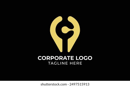 letter C Point, location, gps logo design vector template, pin location icon vector design template