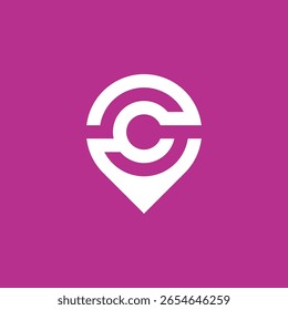 Letter C Point Location Logo Design Vector Template