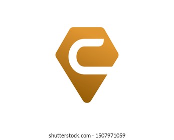 Letter C point logo or symbol template design