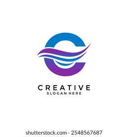 Letter C Professional logo for all kinds of business, Letter C with swoosh or wings logo design vector template