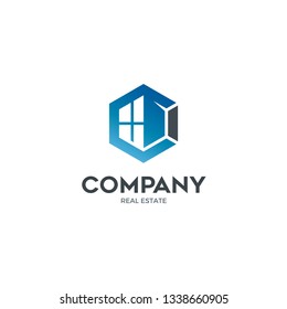 Letter C property logo concept in hexagonal shape