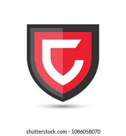 Letter C Protect Shield Logo Icon Template. Vector Emblem. Abstract symbol of security.