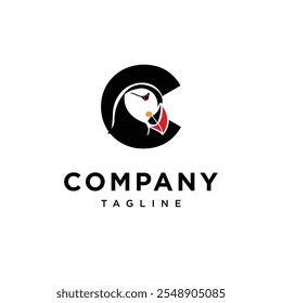 Letter C Puffin Logo Icon Vector