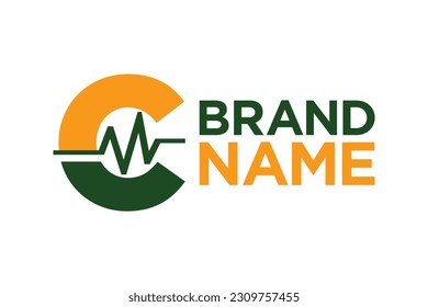 letra C con línea de pulso o línea gráfica para iniciales o nombre logotipo médico, marketing, negocios, logotipo moderno y muchos más.
