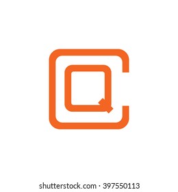 letter C and Q monogram square shape logo orange