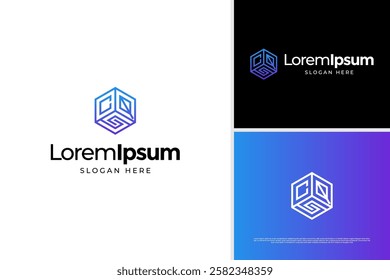 Letter C Q S hexagonal building logo design template