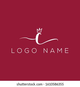 Letter C queen handwriting logo with luxury elegent modern style perfect for , beauty , wedding photography , spa , makeup logos