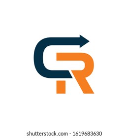 letter c and r arrow logo vector