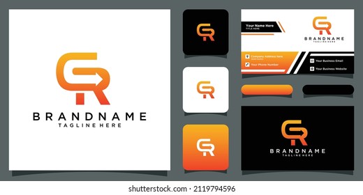 Letter c and r arrow logo vector with business card design