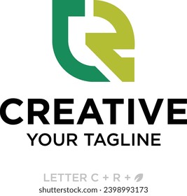 Carta C + R + Hoja Un logotipo único y creativo para la energía ecológica