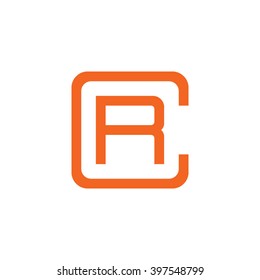 letter C and R monogram square shape logo orange