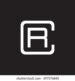 letter C and R monogram square shape logo white black background