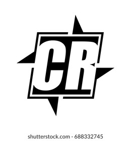 Letter C and R negative black and white logo