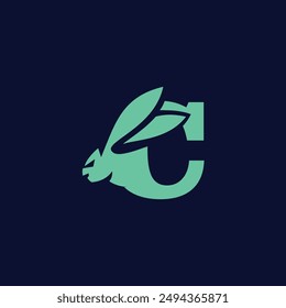 Letter C Rabbit logo icon vector 