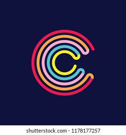 Letter C Rainbow Infinity Circle Lines Logo