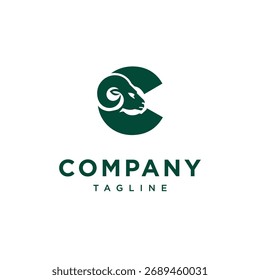 Letra C Ram Head Logo Icon Vetor