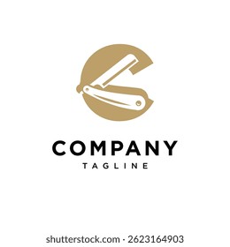 Letter C Razor Logo Icon Vector