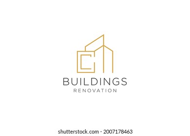 Letter C for Real Estate Remodeling Logo. Construction Architecture Building Logo Design Template.