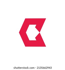 letra c flecha roja geométrica simple vector