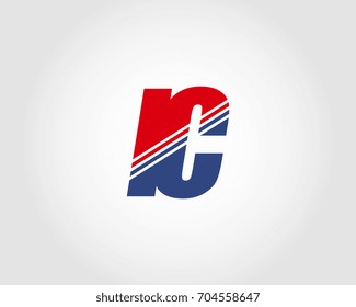 Letter I and C red and blue combination logo