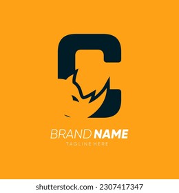 Letter C Rhino Horn Logo Design Vector Icon Graphic Emblem Illustration 