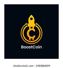 Letter C Rocket Boost Coin Logo Design