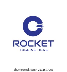 letter C rocket logo. simple and modern combination of letter C and rocket logo design