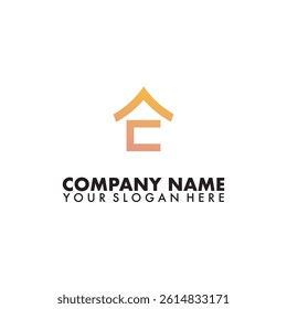 Letter C with rooftop logo vector template 