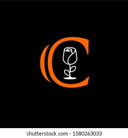 
letter C rose logo vector template