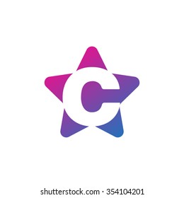 letter c rounded star shape icon logo purple blue