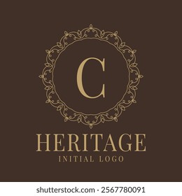 Letter C rustic heritage circular delicate initial logo