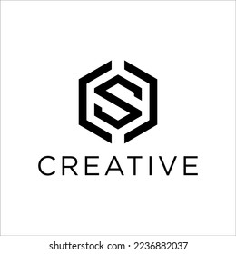 Letter C, S, CS, SC with cuts abstract alphabet, font, text, typography, initials design logo template