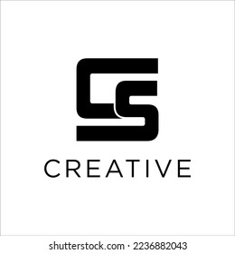 Letter C, S, CS, SC with cuts abstract alphabet, font, text, typography, initials design logo template